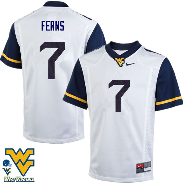 Men #7 Brendan Ferns West Virginia Mountaineers College Football Jerseys-White - Click Image to Close